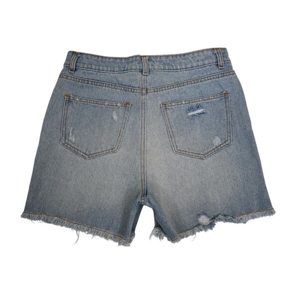 Chelsea & Violet Womens 27 Distressed Button Fly Jean Shorts - Picture 2 of 10